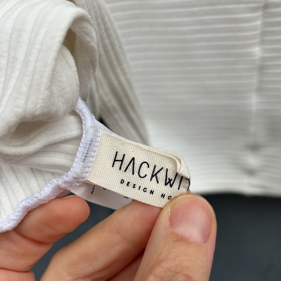 Hackwith Design House White Ribbed Tee, 1/2 (size 1X/2X) - Picture 5 of 9